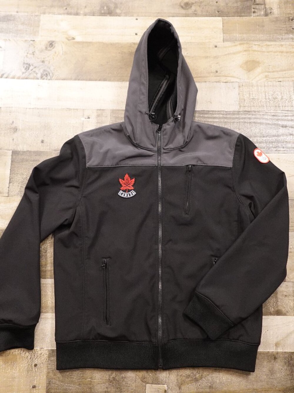 Hudson’s Bay Team Canada Jacket Men’s Large Black Olympic Full Zip Hooded